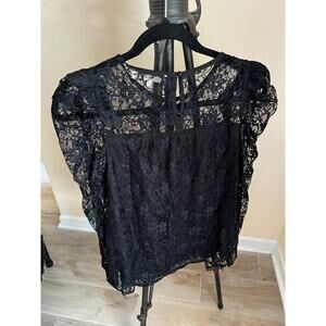 LOFT Puff Sleeve Lace Blouse  XS